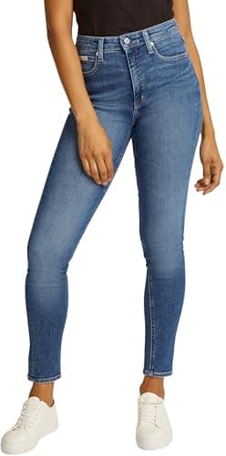 Image of Calvin Klein Women’s High Rise Skinny Fit Jeans, Blue (Denim Dark), 34W/28L