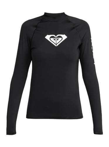 Image of Roxy Young Women Whole Hearted Ls Rash Guard Shirt, Black, M EU