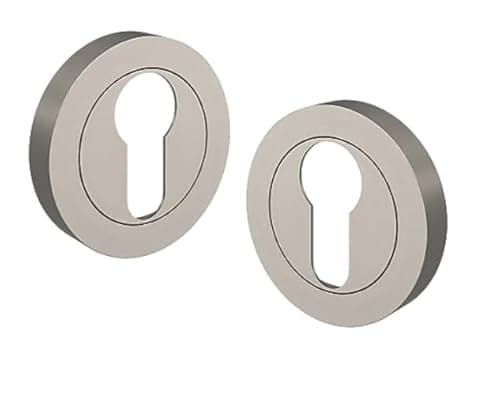 Image of Golden Grace Euro Door Key Hole on Round Rose in Satin Nickel Finish, Escutcheon for Euro Cylinders