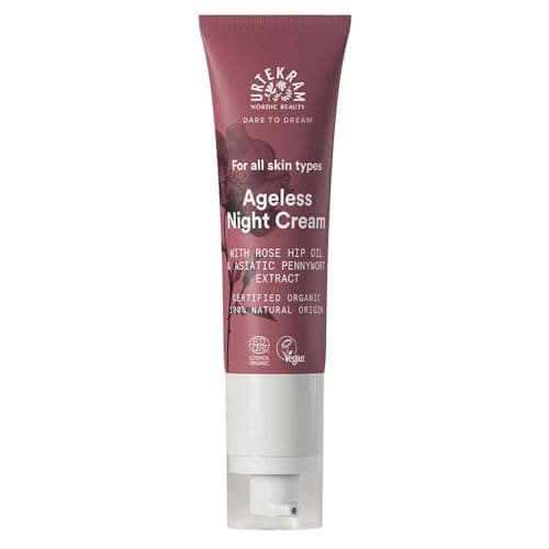 Image of Urtekram Soft Wild Rose Ageless Anti Aging Night Cream - With Rosehip Oil and Vitamin C -Hyaluronic Acid Moisturizer - Dare to Dream Range - Natural, Organic and Vegan 50 ml
