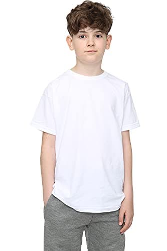 Image of clicktostyle Unisex Kids Children Boys Girls White Cotton Tee T-Shirt Crew Neck School PE (9-11 Years)