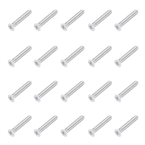 Image of sourcing map M3 x 18mm Flat Countersunk Head Machine Screws 304 Stainless Steel Full Thread Phillips Drive Cross Screw for Furniture Connection Electrical Appliances (White, Pack of 20)