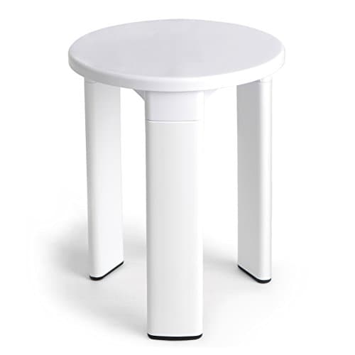 Image of TATAY Round stool, with three legs, made of resistant plastic, easy to clean. White colour, glossy finish