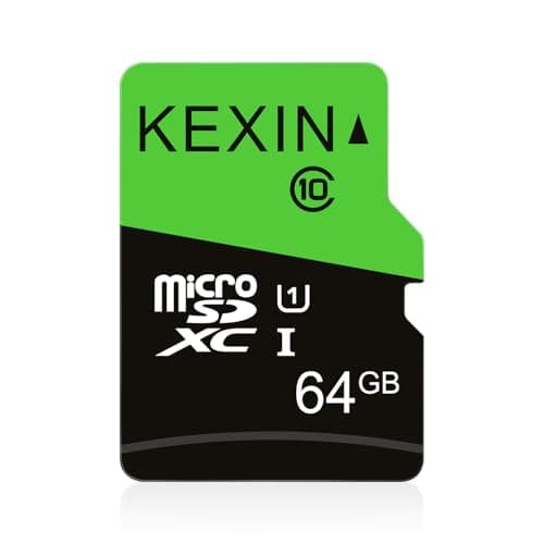 Image of KEXIN Micro SD Card 64GB, MicroSDXC Memory Card UHS-3 Up to 85MB/s Read 30MB/s Write, Class 10 C10 U3 TF Card for Camera, Smartphone, Security System, Drone, Tablet (Black Green)