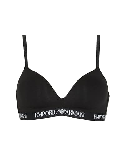 Image of Emporio Armani Woman's Essential Cotton Padded Triangle Bra, Black, XS