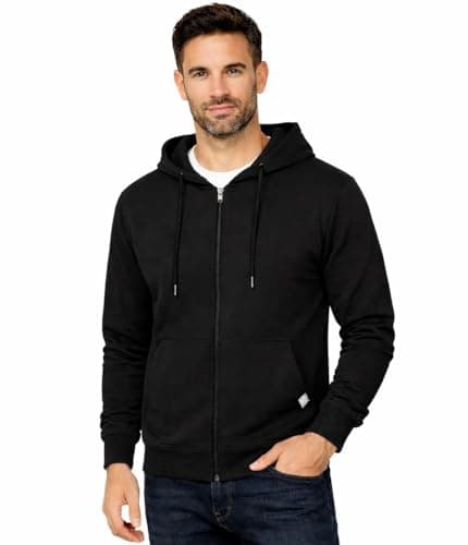 Image of Blu Apparel Men's Full Zip Hoodie French Terry Hoodies for Men (UK, Alpha, L, Regular, Regular, Black)