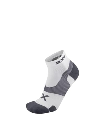 Image of 2XU Unisex VECTR CUSHION 1/4 CREW SOCKS White/Grey M