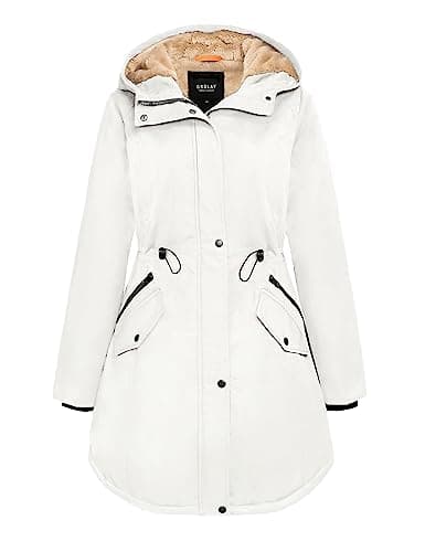 Image of Orolay Women's Thickened Parka Coat Windproof Fleece Lined Hooded Jacket Outdoor Winter Coat with Pockets Beige XXL