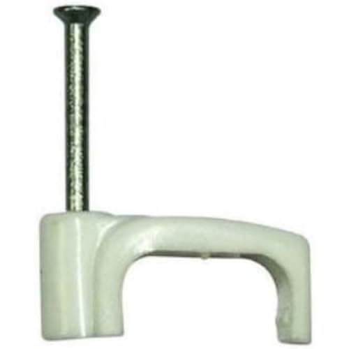 Image of Merriway BH02262 Twin and Earth Flat Cable Clip, White 1.5 mm, 9 mm Width for Ethernet Internet Leads, Pack of 100 Piece