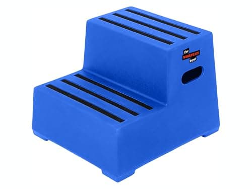 Image of The Workplace Depot 2-Step Plastic Step Stool – Blue Medium-Density Polyethylene, Anti-Slip & Chemical-Resistant, 260 kg Capacity – Ideal for Office, Warehouse & Workshop Use