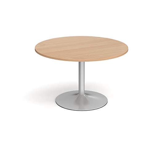 Image of Mr Office Trumpet base circular boardroom table - silver frame, Beech, 1200