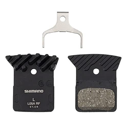 Image of SHIMANO L05A-RF Disc Brake Pad and Spring - Resin Compound, Finned Alloy Backplate