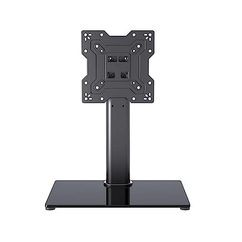 Image of XINLEI Universal TV Stand Base for Most 17-43 Inch Flat/Curved TVs, Tiltable Table Top TV Stand Height Adjustable with Tempered Glass Base Holds up to 40kg, VESA 200x200mm, TS103