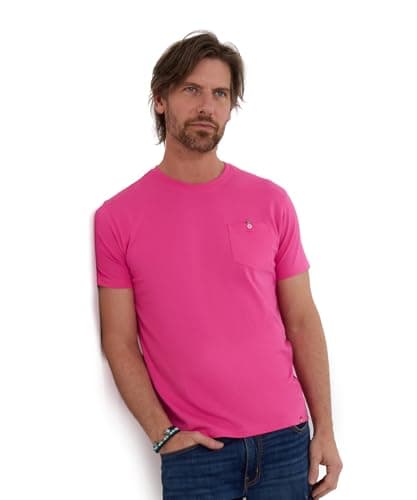 Image of Joe Browns Men's Fashion Basic Chest Pocket Crew Neck T-Shirt, Regular Fit, Pink, XL