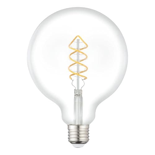 Image of Eglo E27 LED Globe Light Bulb, high Lumen Spiral Lightbulb, Vintage Decorative lamp in Retro Design, 7.3 watt, Warm White, 806 lumens, 2700 K, Edison Bulb G125, Ø 12.5 cm