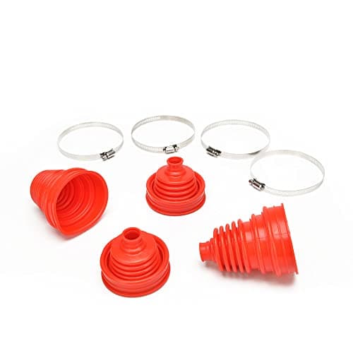 Image of 4pcs Universal Silicone Constant Velocity CV Boot Cover Seal Joint Kit Replacement Telescopic Sleeve (Red)