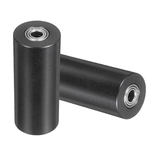 Image of sourcing map 2Pcs PE Nylon Roller Wheel with Bearings, 6mm x 25mm x 60mm(15/64" x 63/64" x 2-3/8")(ID. x OD. x L), Guiding Wheel Flat Belt Idler (Black)