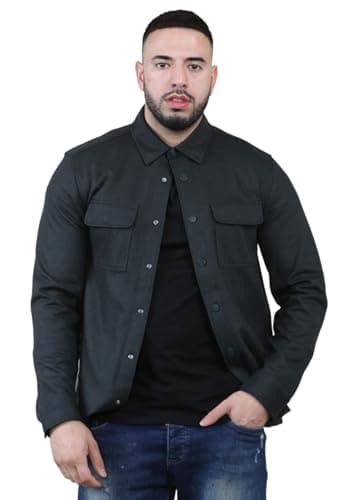 Image of MYT EX Autograph Mens Wool Blend Overshirt Stormwear Casual Smart Shirt (UK, Alpha, L, Regular, Regular, Black)