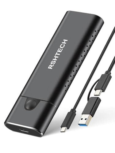 Image of RSHTECH M.2 NVMe/SATA SSD Enclosure, 10Gbps Aluminum M2 Caddy, USB 3.2 to M.2 PCIe NVMe Adapter, Tool-Free SSD Reader for M & M+B Key in 2242/2260/2280 SSDs (Updated Version)