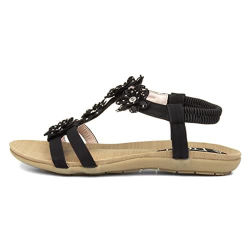 Image of Lilley Stella Womens Black Flower Crochet Sandal - Size 7 UK - Black