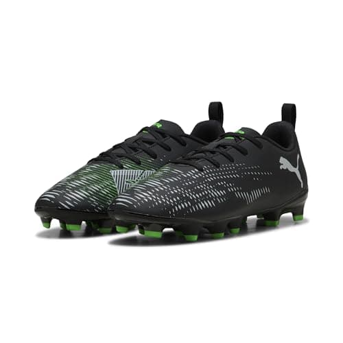 Image of PUMA Unisex Kids Future 8 Play Fg/Ag Jr Soccer Shoe, Puma Black Puma Silver Fluo Green, 5 UK
