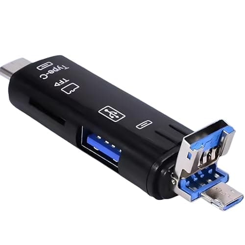 Image of 5-in-1 SD Card Reader USB C & USB 3.0, Dual Connector Memory Card Adapter for SD/SDXC/Micro SD/Micro SDXC/UHS-I, High Speed OTG Card Reader Compatible with MacBook Pro/Air, iPad Pro, Galaxy