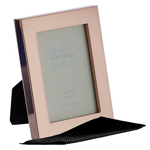 Image of Sixtrees 2-121-23 Wide Square Edge Copper 3x2 inch photoframe. Complete with microfibre cleaning cloth.