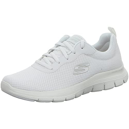 Image of Skechers Women's Flex Appeal 4.0 Brilliant View Sneaker, White Mesh Trim, 6.5 UK