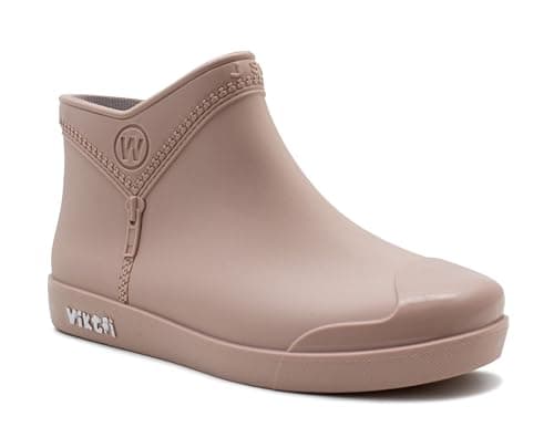 Image of IMTY Womens Ankle Wellies Boots Short Slip On Waterproof Chelsea Rain Boot Snow Farm Gardening Ladies Outdoor Festival Wellingtons (Taupe, UK Footwear Size System, Adult, Women, Numeric, Medium, 6)