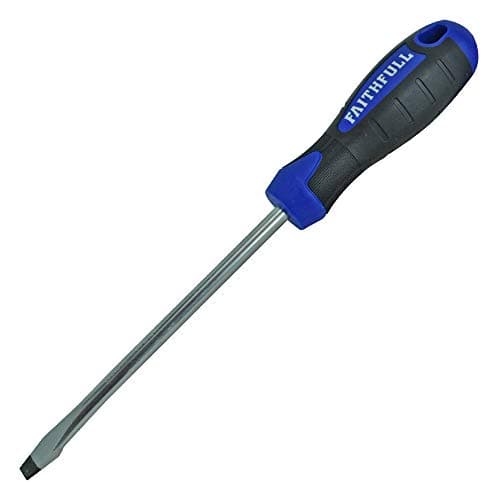 Image of Faithfull Flared Screwdriver, Soft-Grip Handle, Chrome Vanadium Steel Blade with Magnetic Tip - 10mm x 200mm