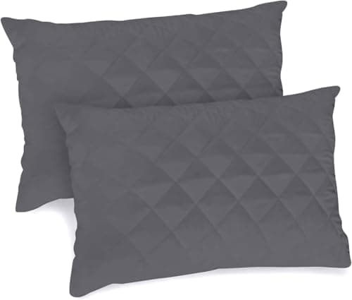 Image of GC GAVENO CAVAILIA Quilted Pillow Protectors with Envelope Closure - Polycotton Soft, Anti Allergy Breathable Pillowcase Protectors - Luxury Bed Pillow Protector Cover 50x75 cm - Charcoal