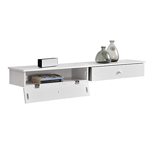 Image of [en.casa] Set of 2 Wall Shelf Floating Drawer Storage Box 60x24x12,6cm White
