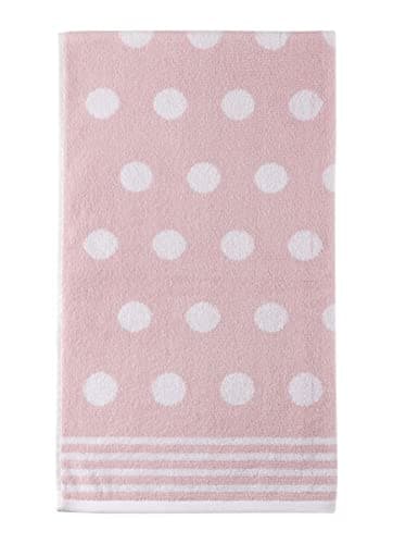 Image of La Maison Jacquard Circles Polka Dots 100% Cotton 500GSM Luxury Hand Towel Bath Towel Super Soft Highly Absorbent Everyday Use (50cm x 80cm Hand Towel, Soft Pink)