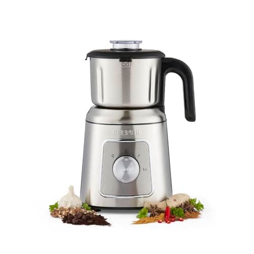Image of GEEPAS Wet & Dry Mixer Grinder | Electric Coffee Grinder for Dry Spices Chutney’s & Curries, Stainless Steel Housing | Safety Lock 2 Speed with Pulse Detachable Body Jar | 2 Year Warranty 600W Silver