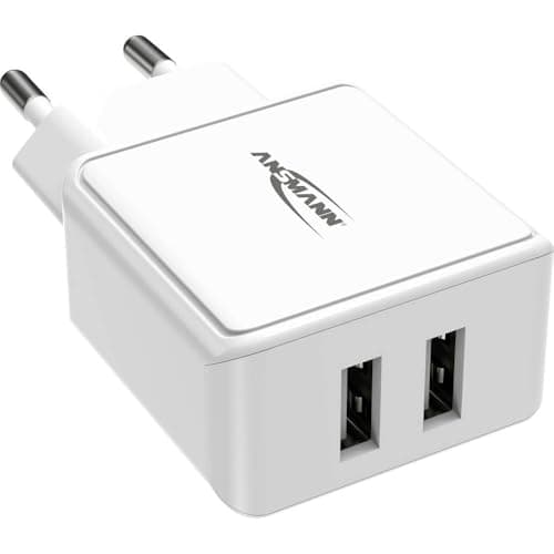 Image of ANSMANN 2-Port Dual USB Charger 2.4A - USB Charger with Smart IC Charging Control, Power Supply Especially Suitable for iPhone, Samsung Galaxy, Huawei, Xiaomi, Tablet, GoPro, e-Book Reader, etc.