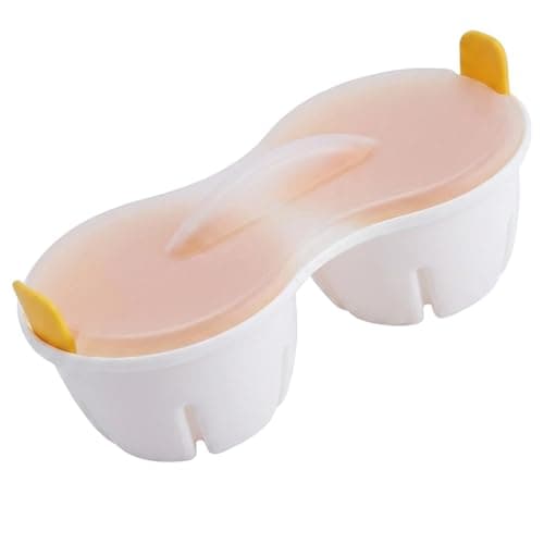 Image of 1 PCS Microwave Egg Poacher, Poached Egg Moulds for Quick Breakfast Preparation, Egg Poacher Cups for Efficient Cooking, Yellow and White Microwave Egg Cooker