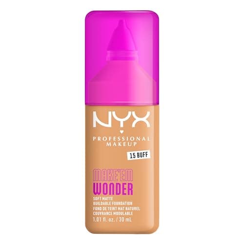 Image of NYX Professional Makeup Make 'EM Wonder, Up to 24 Hour Soft Matte Foundation, Undetectable Finish, Waterproof, Sweat and Transfer Resistant, Shade: 15 Buff