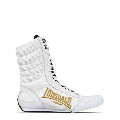 Image of Lonsdale Mens Contender Boxing Boots Hi White/Black/Gold 10 UK