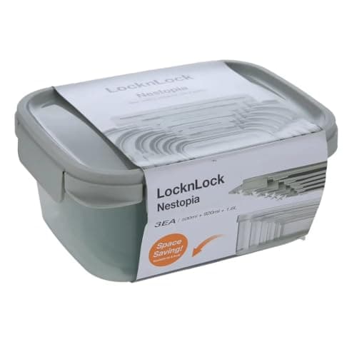 Image of LocknLock NestnLock Stackable Food Storage Containers 3pc set - 500ml / 920ml / 1.6L, Sage Green