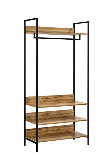 Image of Timber Art Design UK Zahra Bedroom Double Open Wardrobe Freestanding 4 Shelves Furniture Storage Cupboard Clothes Rack Storage Organizer Open Cupboard Bookshelf Cabinet for Living Room, Bedroom