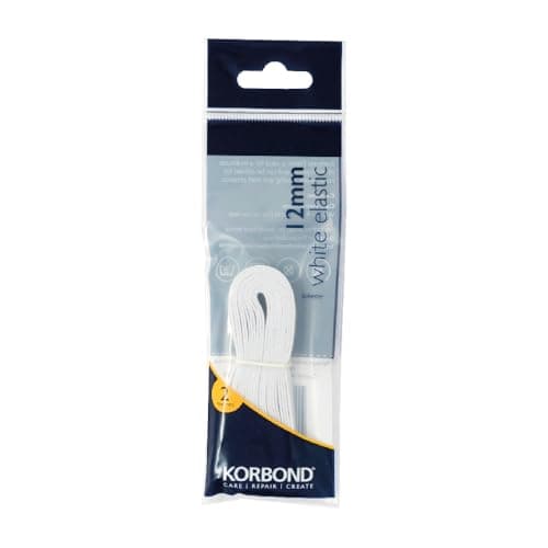 Image of KORBOND Sewing Elastic - Flat - White – 12mm x 2m – Repair Clothes, Waistbands, Cuffs, Dressmaking, Crafts Projects