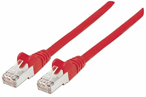 Image of Intellinet Network Patch Cable, Cat7 Cable/Cat6A Plugs, 1m, Red, Copper, S/FTP, LSOH / LSZH, PVC, RJ45, Gold Plated Contacts, Snagless, Booted, Polybag