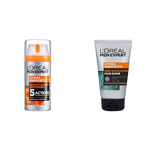 Image of L'oreal Men Expert Hydra Energetic Vitamin C + Proteins 100ml & L'Oréal Men Expert Face Scrub, Hydra Energetic Deep Exfoliating Face Wash for Men 100 ml