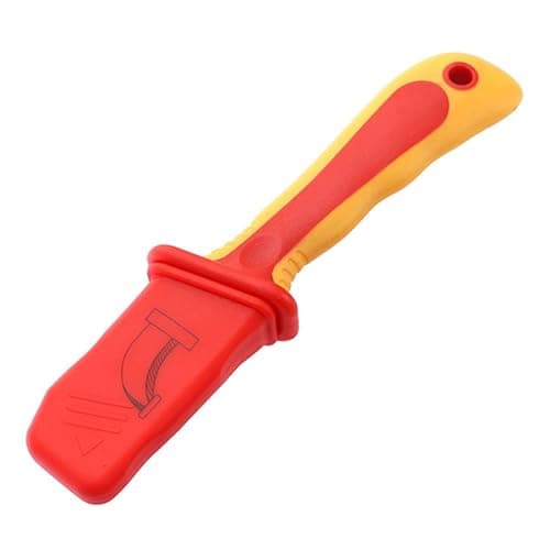 Image of FOXCUP Dismantling Knife, 1000V High Voltage Cable Sheath Stripping Knife, Red, Insulating Plastic, Comfortable Grip, Electrician Tool