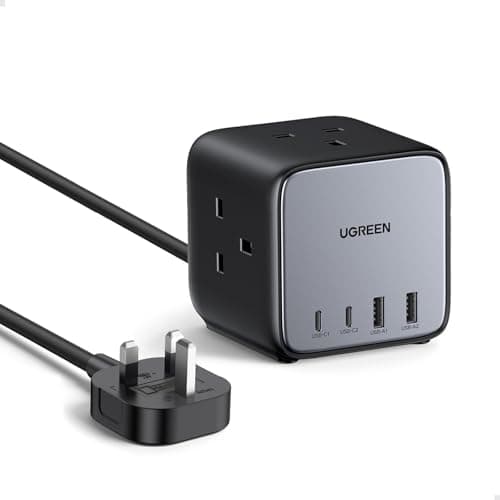 Image of UGREEN USB C Charger, 65W Laptop Charger Compatible with MacBook Pro/Air, iPad Pro, iPhone 16, Galaxy S24, 7-in-1 GaN Charger with 4 USB Slots, 3 Way Wall Plug Extender for Home, School, Office