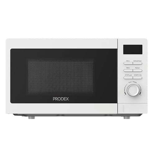 Image of Prodex PXMS02080W 20 Litre Digital Microwave, 800W, 6 Power Levels, Defrost, Digital Display, 30 Minute Countdown Timer, Auto Shut Off, Turntable On/Off, Internal light, White