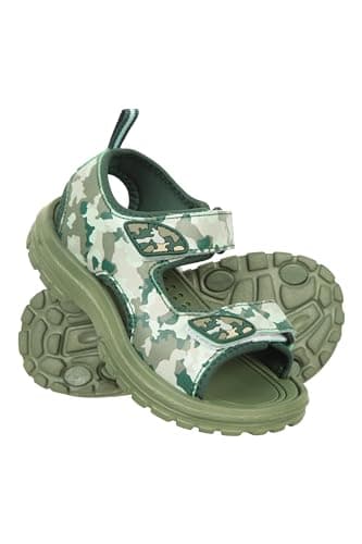 Image of Mountain Warehouse Sand Kids Sandals - Comfortable Footwear, Cushioned Footbed, Touch Strap Fastening, Boys & Girls - Spring Summer, Beach, Walking & Outdoors Green Toddler Shoe Size 7