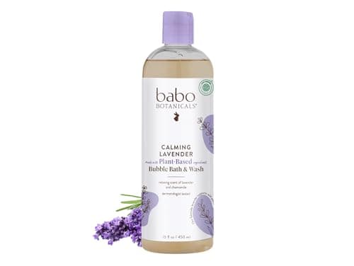 Image of Babo Botanicals Natural Lavender Meadowsweet 3 in 1 Baby Bubble Bath Shampoo Wash - Sulfate Free, 15 Ounce