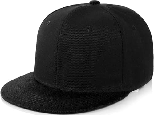 Image of YeeHeen Snapback Hat Flat Bill Visor Hats Adjustable Hip Hop Baseball Cap for Women Men Black