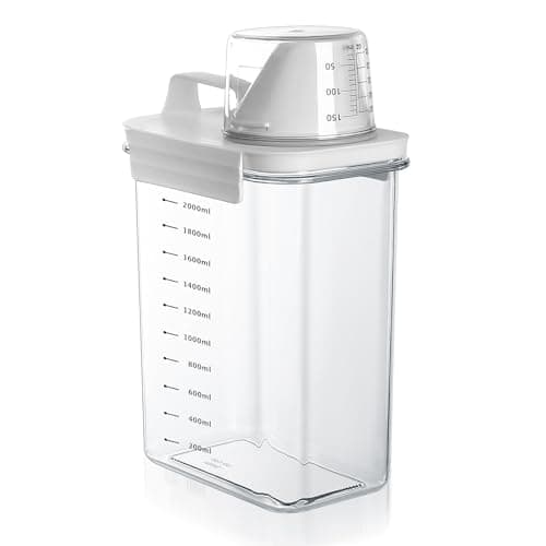 Image of JJWUYUE Airtight Detergent Dispenser with Measuring Cup, Detergent Washing Powder Storage Box, Laundry Powder Box, Storage Container for Detergent, Food Container, 2300 ml, CYKJ-2302-2